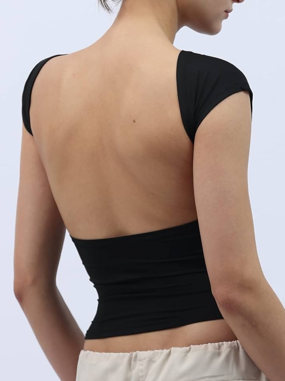 Women's black Open Back t-shirt